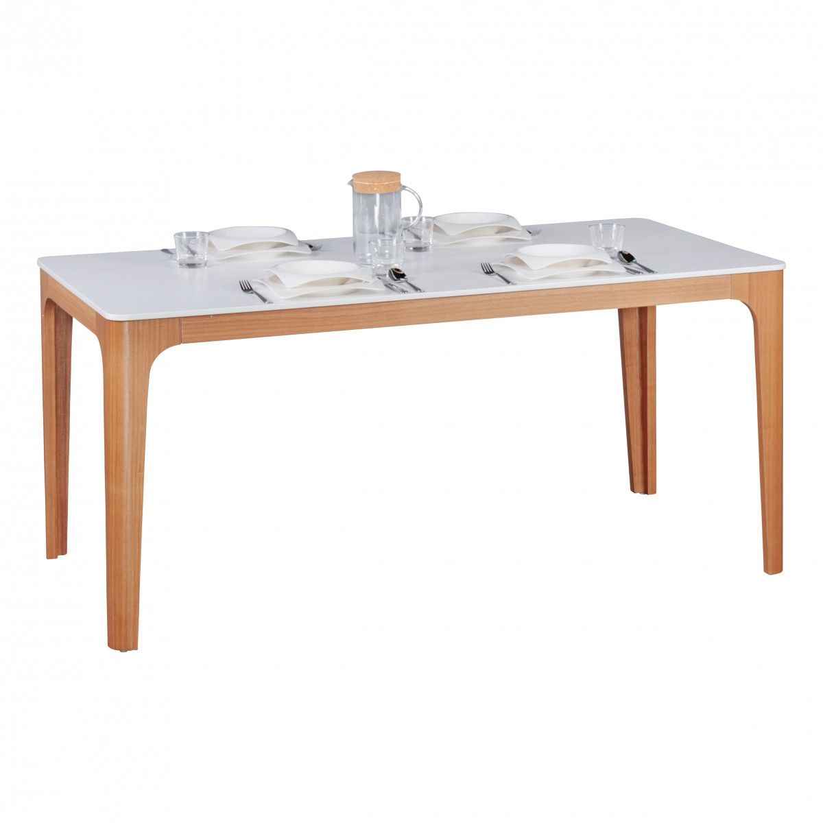 Esstisch Tisch - MAGNUS - Vierfußtisch 160x76 cm MDF Weiß lackiert