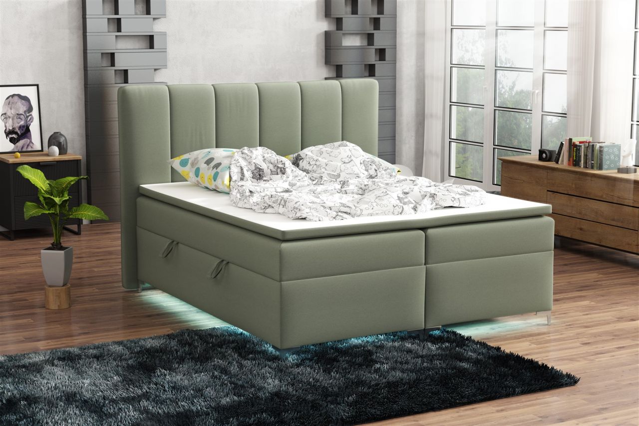 Boxspringbett Schlafzimmerbett ANGEL 200x200cm inkl.Bettkasten/ LED
