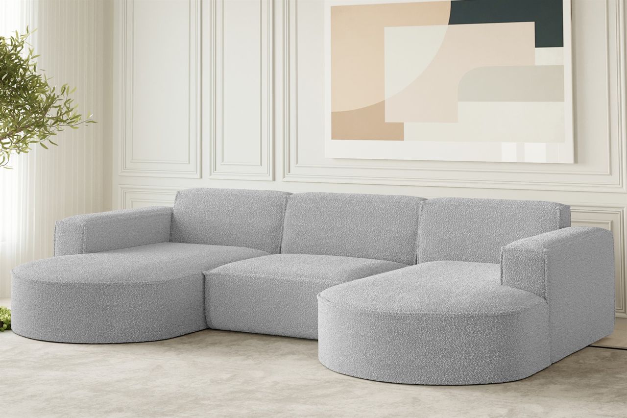 Wohnlandschaft U-Form Sofa PALMA in Stoff Ascot Toffee