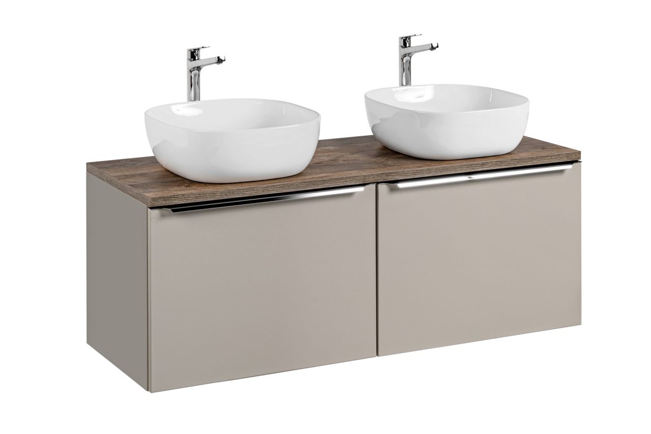 Waschtischunterschrank 4-tlg AKAN 120cm Taupe inkl. Waschtisch