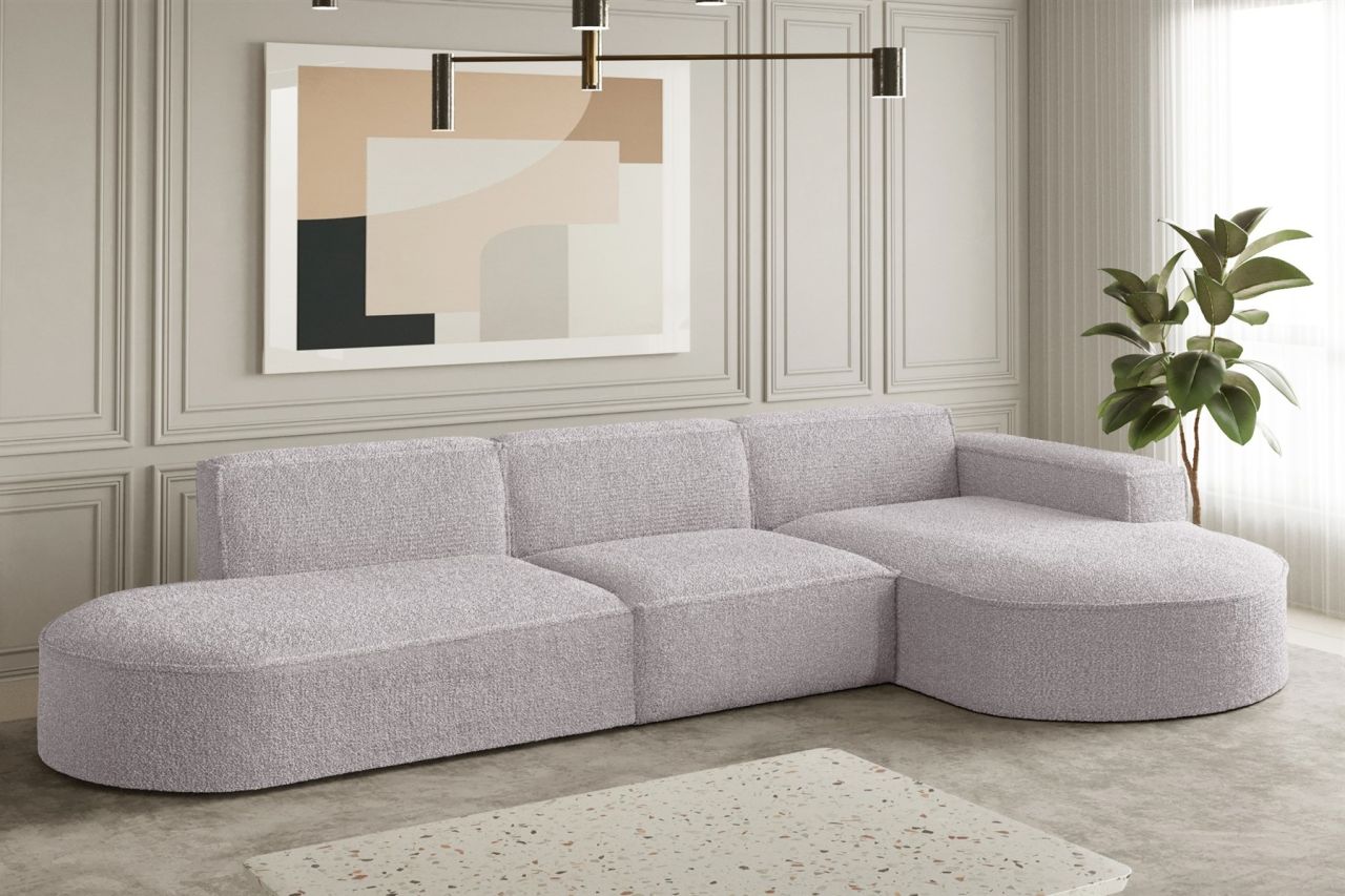 Ecksofa Designersofa PALMA in Stoff Ascot Rose Ottomane Rechts