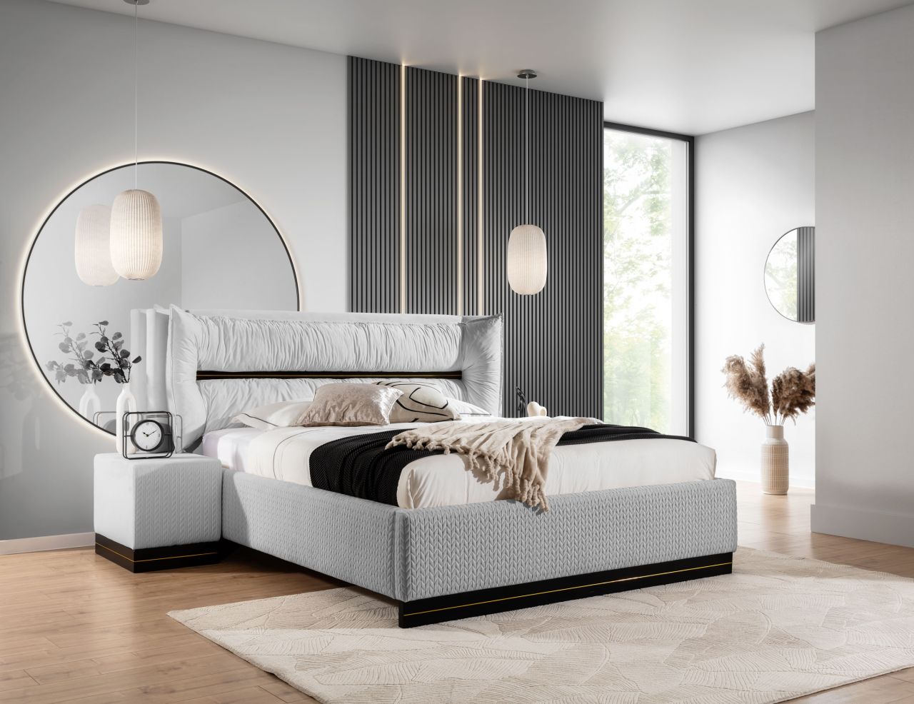 Polsterbett Doppelbett Set.1 HAMILTON 120x200cm Stoff Magic Velvet Hellgrau