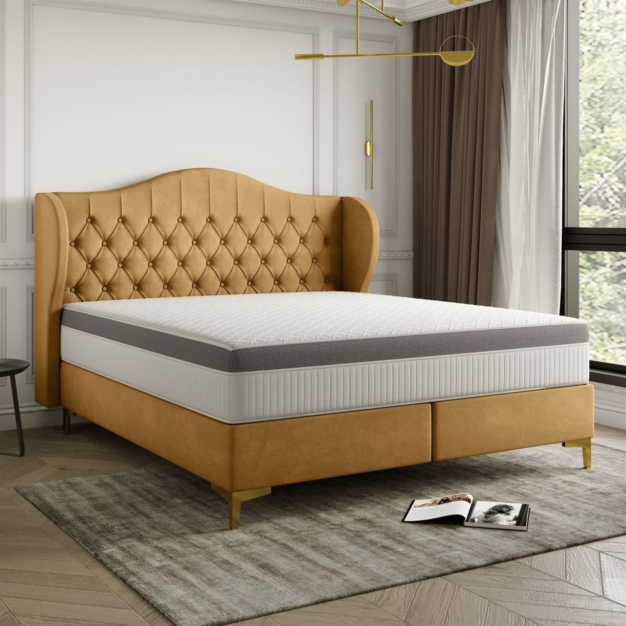 Polsterbett Doppelbett PELAGIO Stoff Whisper Amber 180x200cm inkl. Matratze