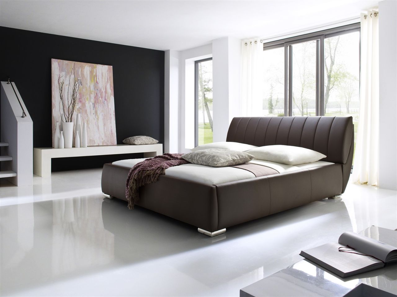 Polsterbett Bett -WIEN - 180x200cm inkl. Bettkasten+Lattenroste Braun