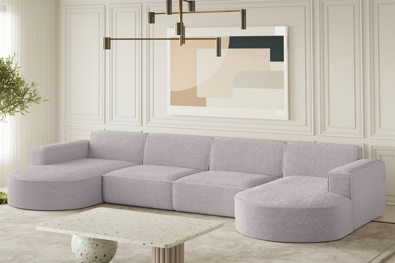 Wohnlandschaft U-Form Sofa PALMA XL in Stoff Ascot Rose