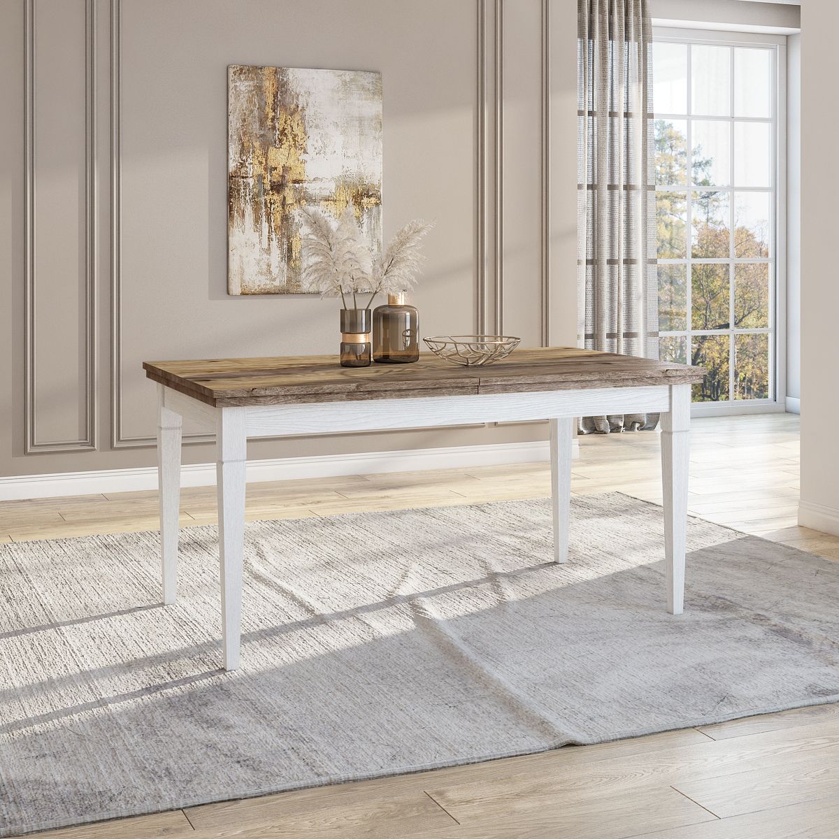 Esstisch HOME ausziehbar 160-240x90cm Weiss Abisko