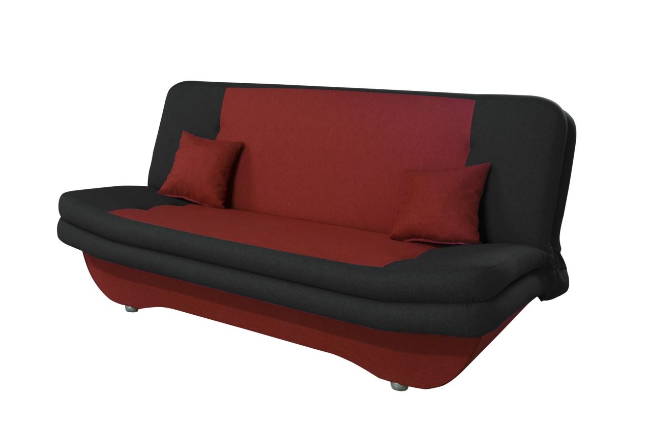 Klick-klack-Sofa Schlafsofa KANDY in Stoff Rot-Schwarz