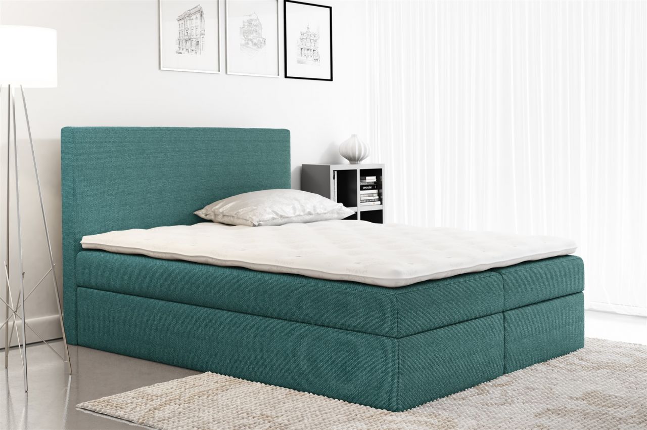 Boxspringbett Schlafzimmerbett KELIS Webstoff Türkis 160x200cm