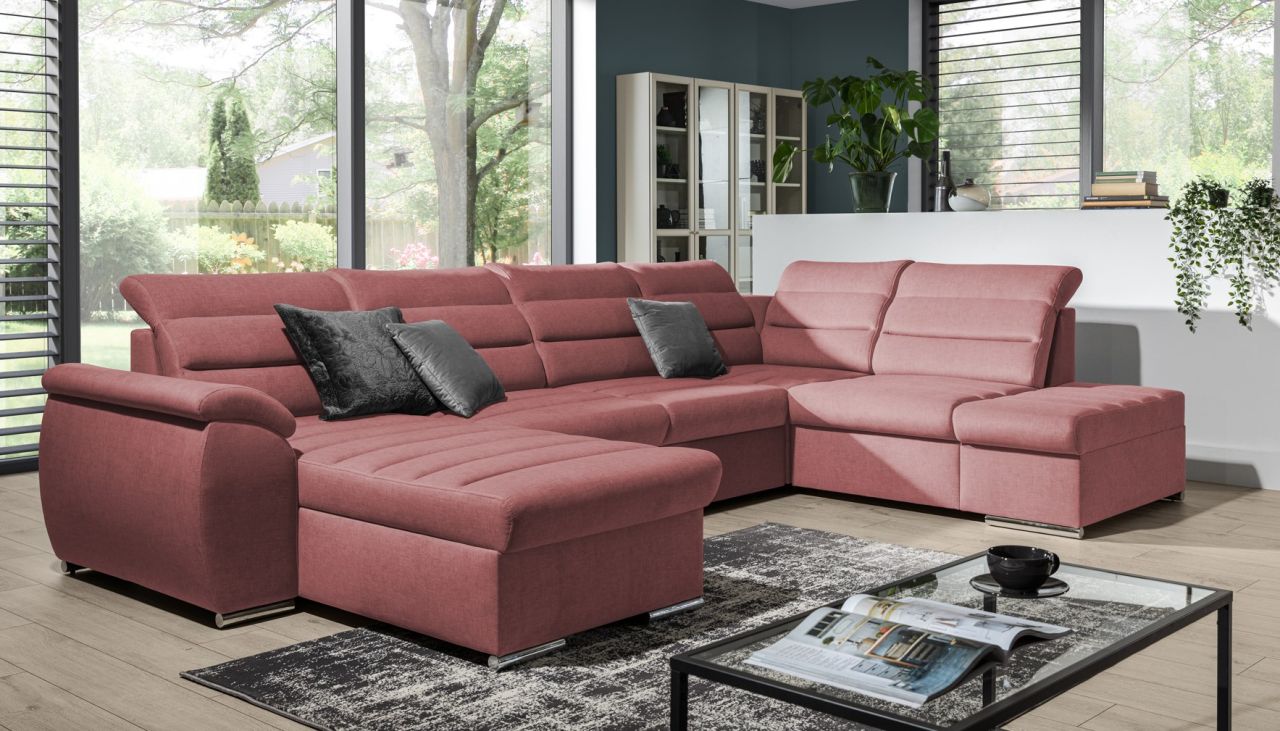 Couchgarnitur PASCARA U-Form mit Schlaffunktion-Altrosa /Otto.. Links