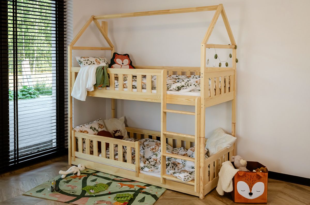 OUTLET Hochbett Etagenbett Hausbett Kinderbett GRITT 200x90cm Kiefer Massiv N...