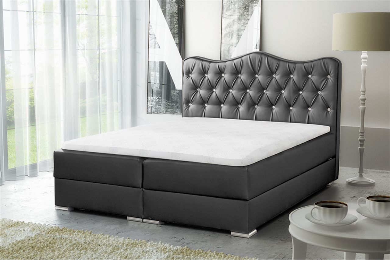 Boxspringbett Schlafzimmerbett SULTAN Kunstleder Anthrazit 180x200cm