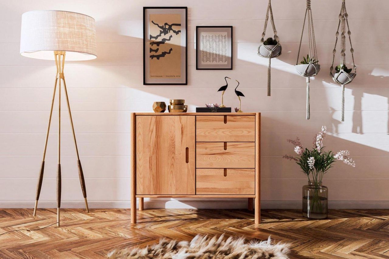 Kommode Schrank SAGA Buche massiv 97x84x46 cm