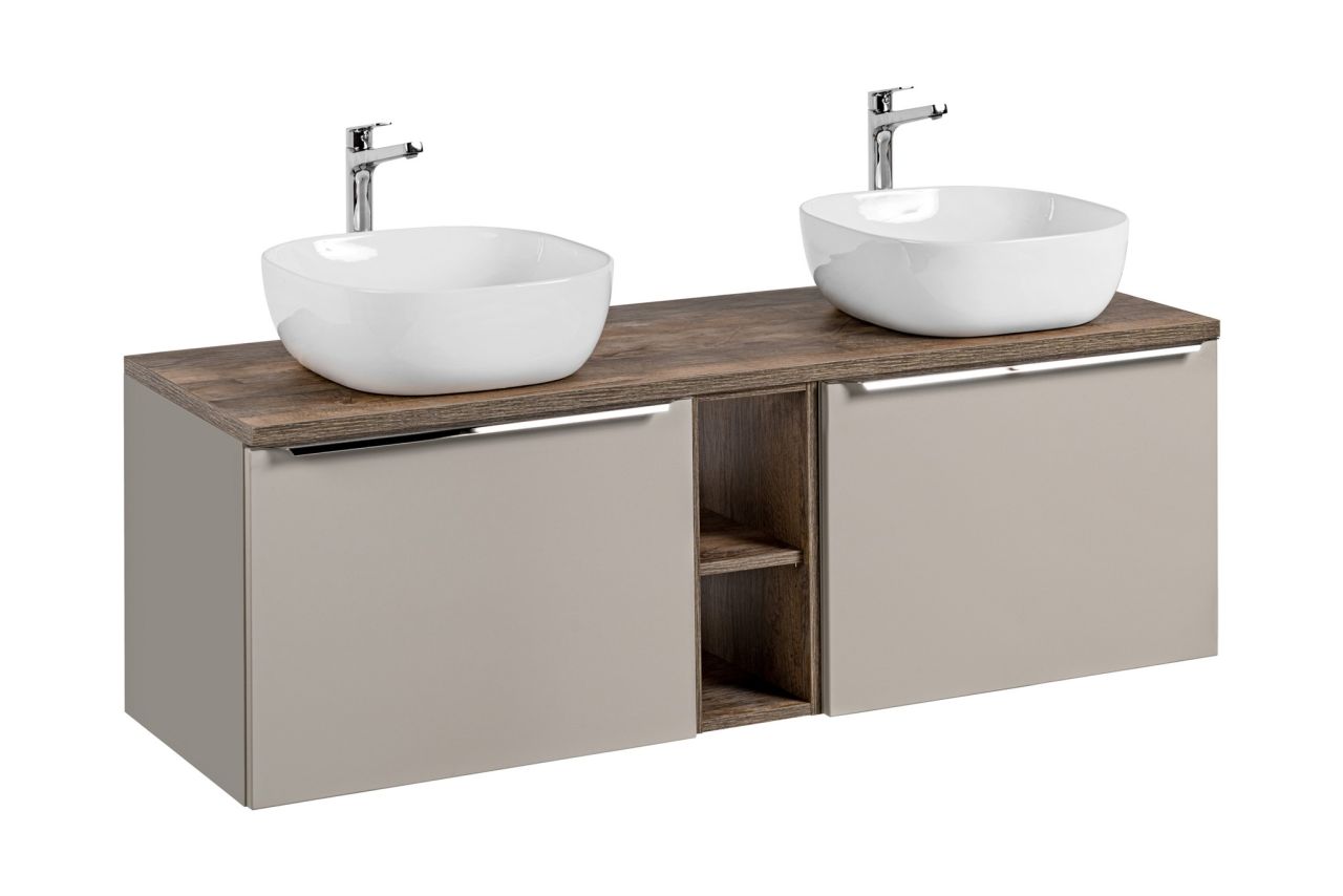 Waschtischunterschrank 5-tlg AKAN 140cm Taupe inkl. Waschtisch