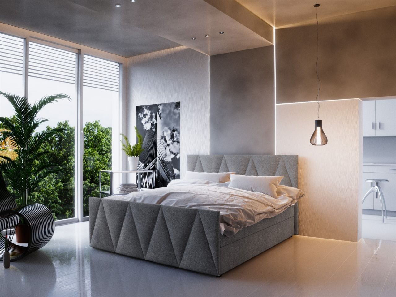 Boxspringbett Bett HUGO -Variante C- 200x200cm Grau inkl.Bettkasten