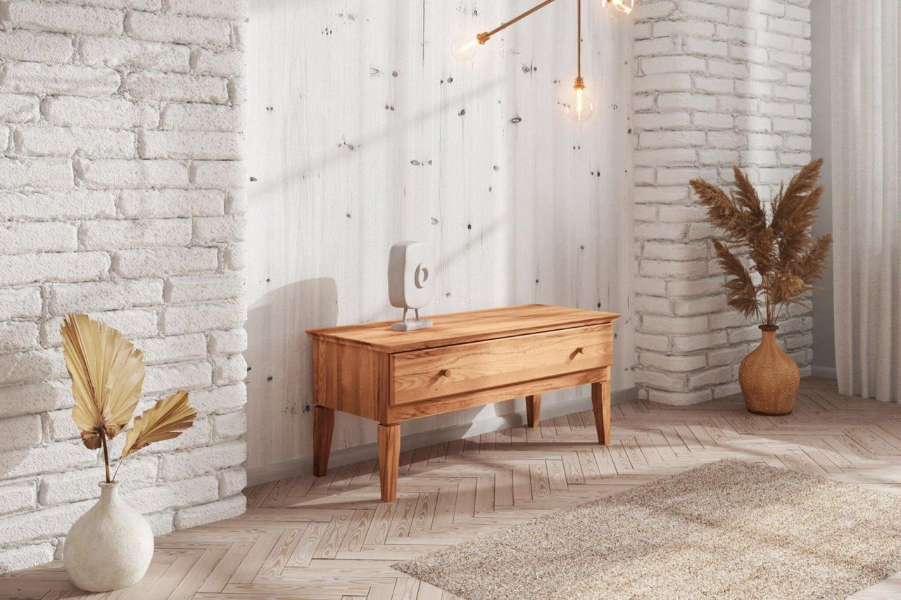 Niedrige Kommode LENNES Buche massiv 112x50x45 cm