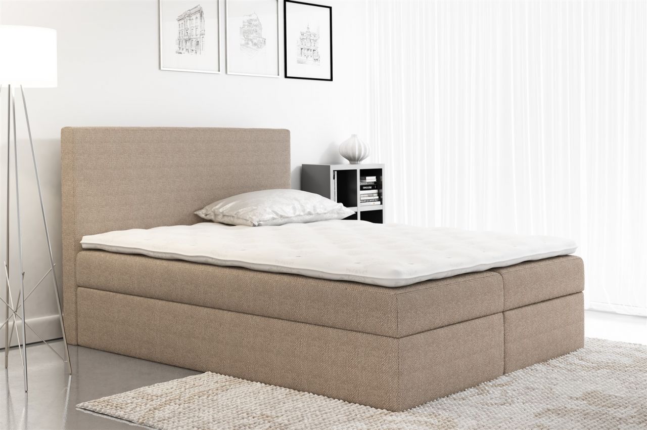 Boxspringbett Schlafzimmerbett KELIS Webstoff Beige 160x200cm