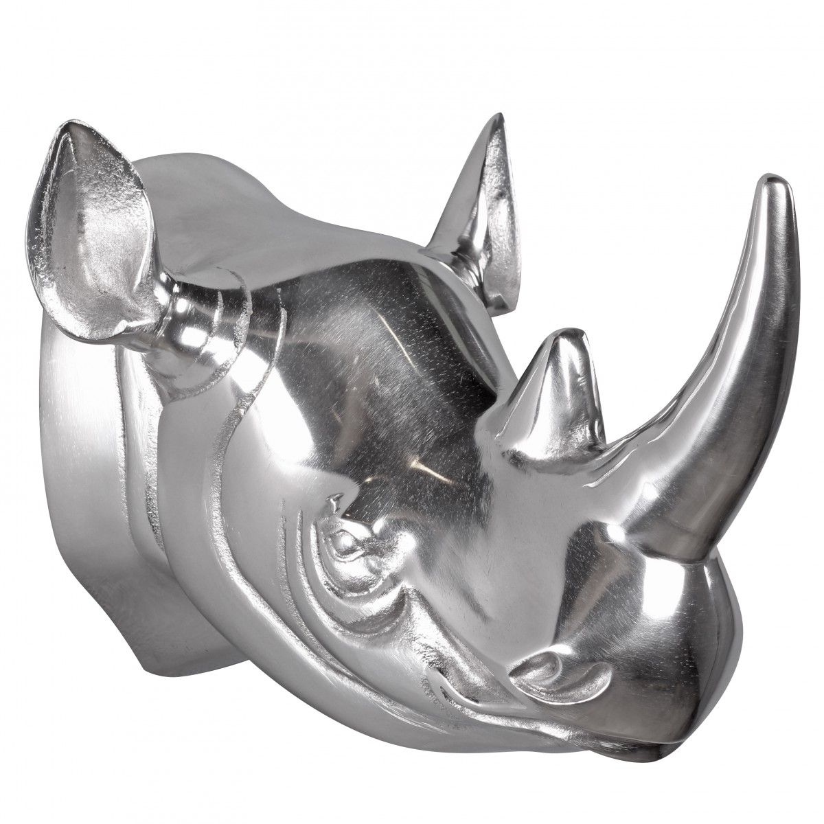 Deko Geweih Nashorn aus Aluminium Wanddekoration Farbe Silber