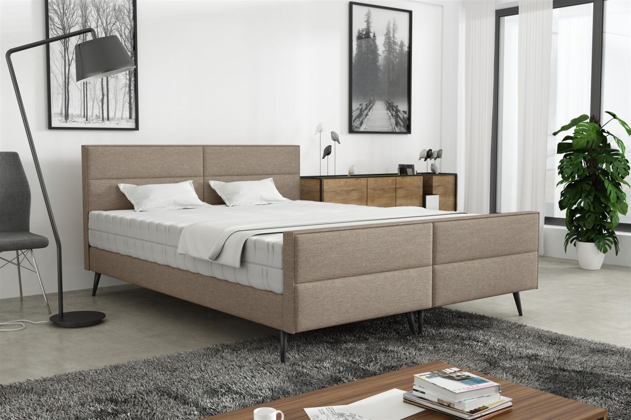 Polsterbett Doppelbett CREMONA 160x200cm Stoff Gemma Cappuccino ohne Matratze