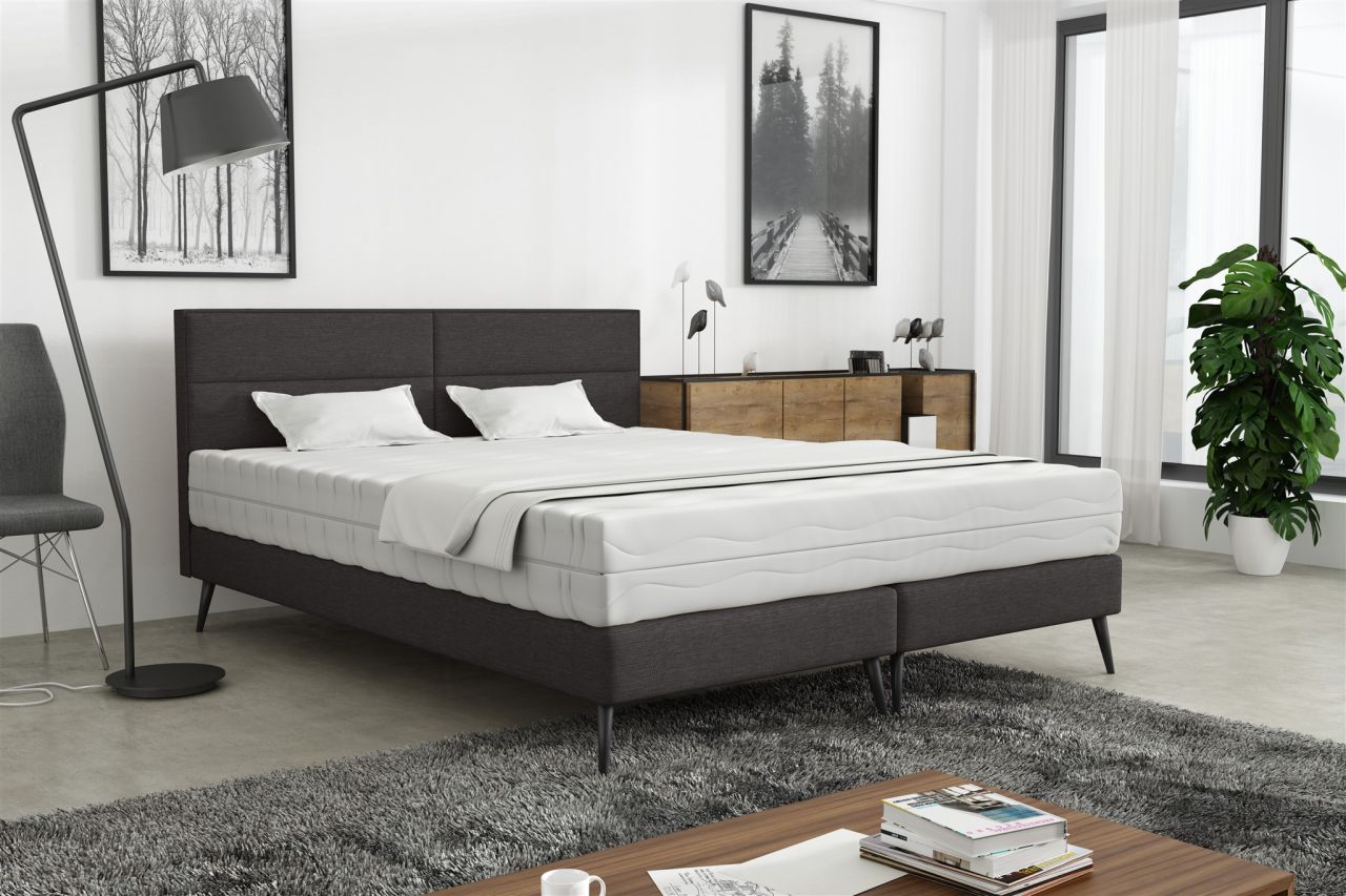 Polsterbett Doppelbett BERGAMO 180x200cm Stoff Gemma Anthrazit ohne Matratze