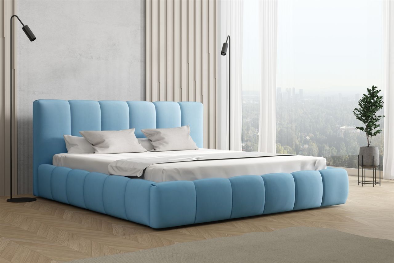 Polsterbett Doppelbett GIULIA 180x200cm Stoff Magic Velvet Sky