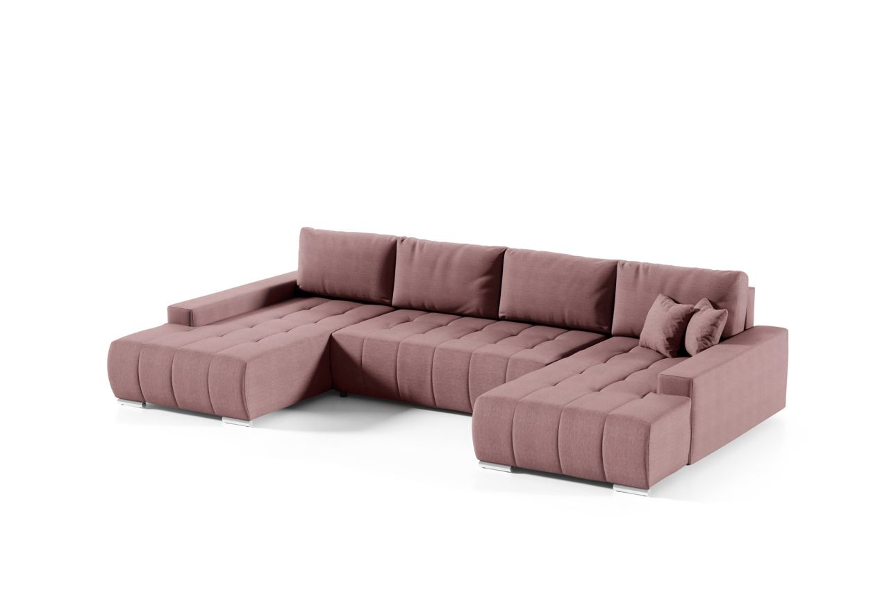 Wohnlandschaft Sofa mit Schlaffunktion VOGAR Stoff Aulla Altrosa