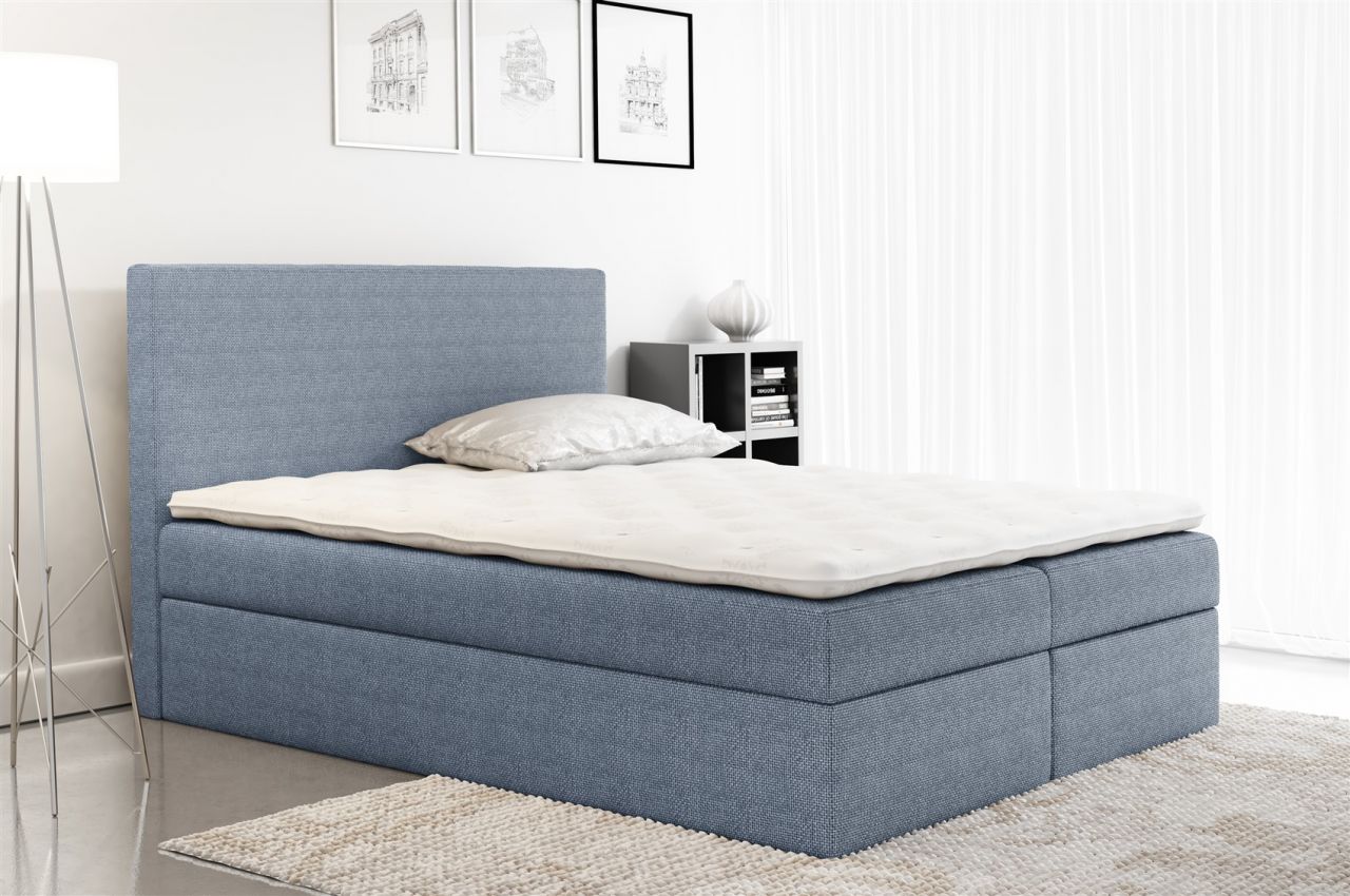 Boxspringbett Schlafzimmerbett KELIS Webstoff Hellblau 160x200cm
