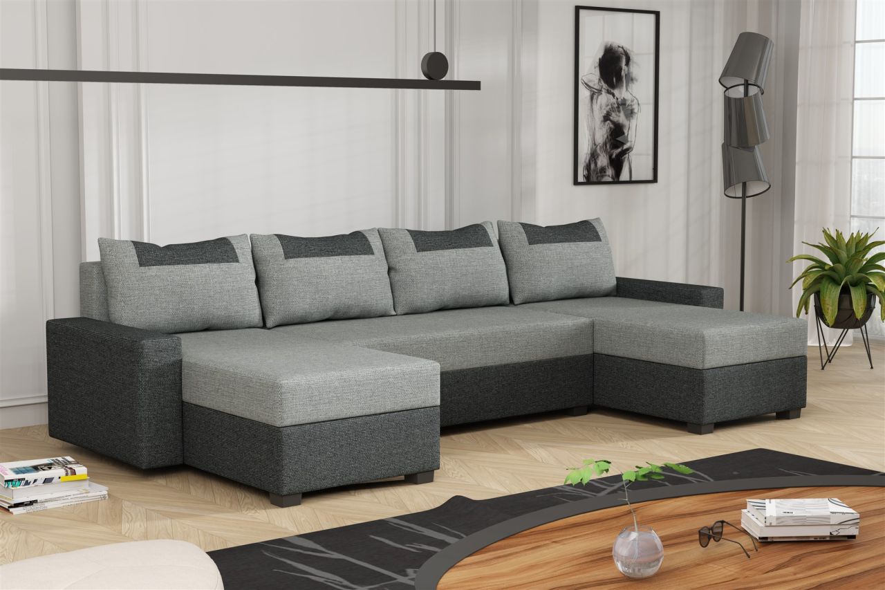 Wohnlandschaft Schlafsofa Sofa HEDVIG Stoff Inari Dunkelgrau- Grau