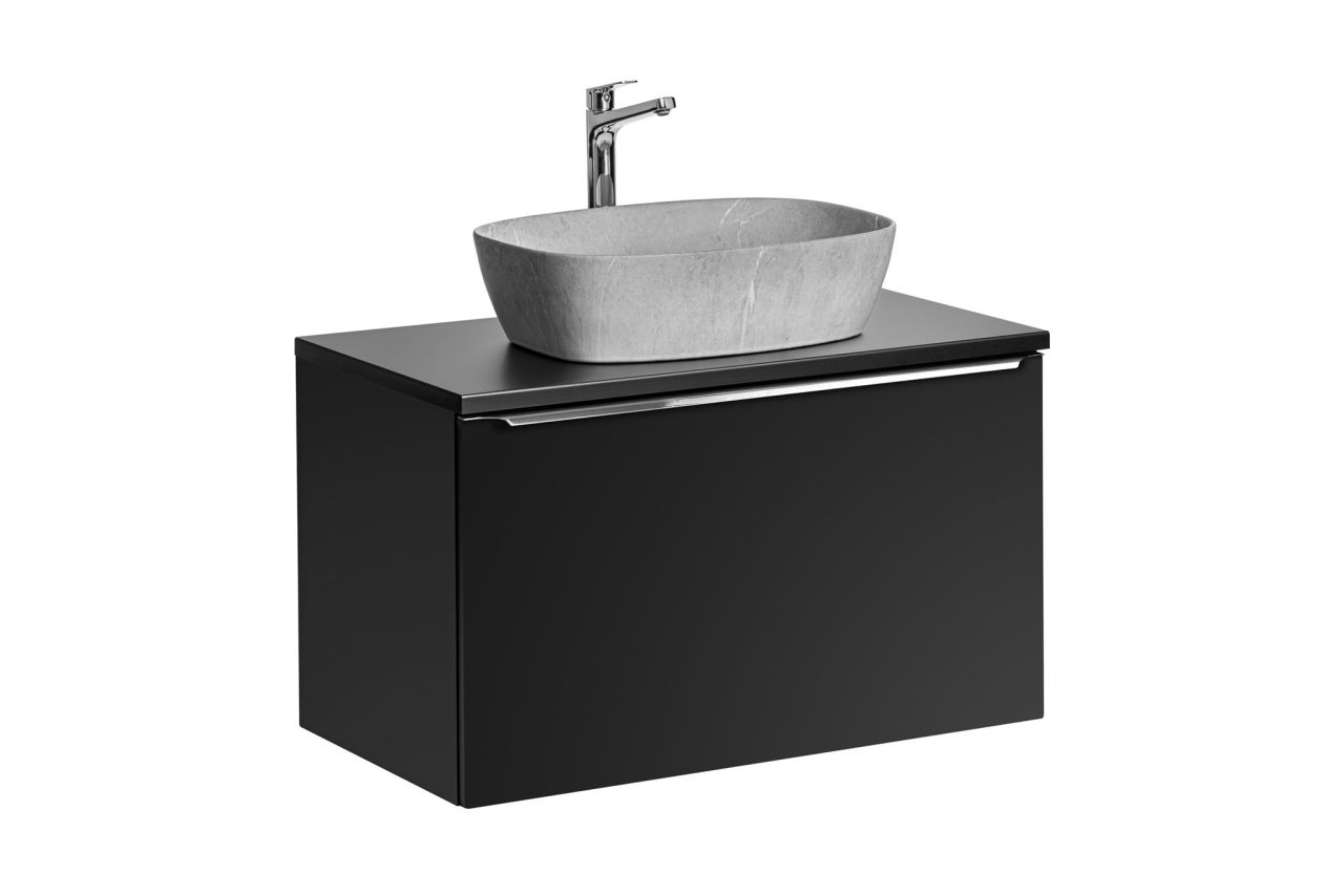 Waschtischunterschrank 80 cm AKAN Schwarz matt inkl. Waschtisch