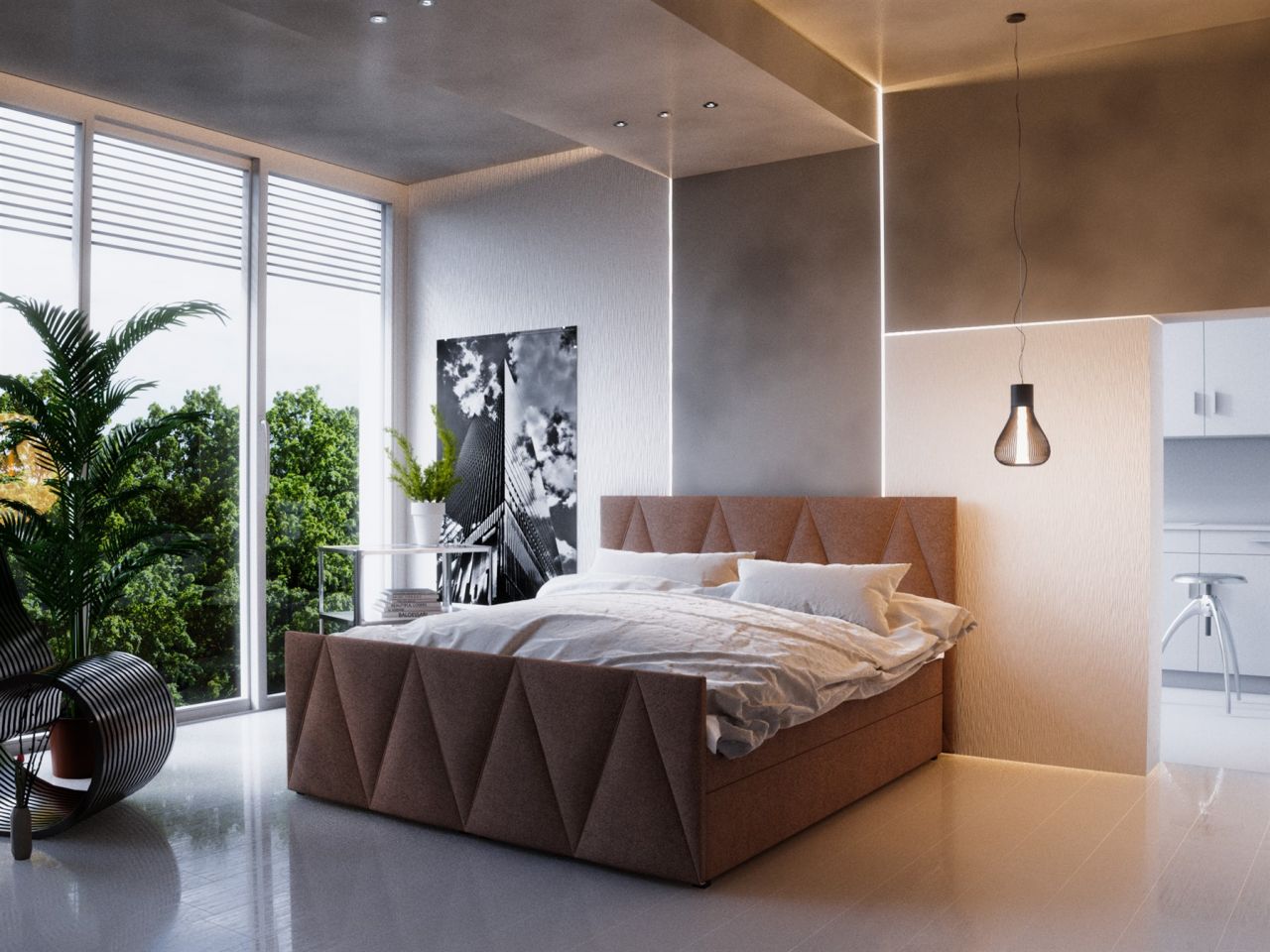 Boxspringbett Bett HUGO -Variante C- 160x200cm Braun inkl.Bettkasten