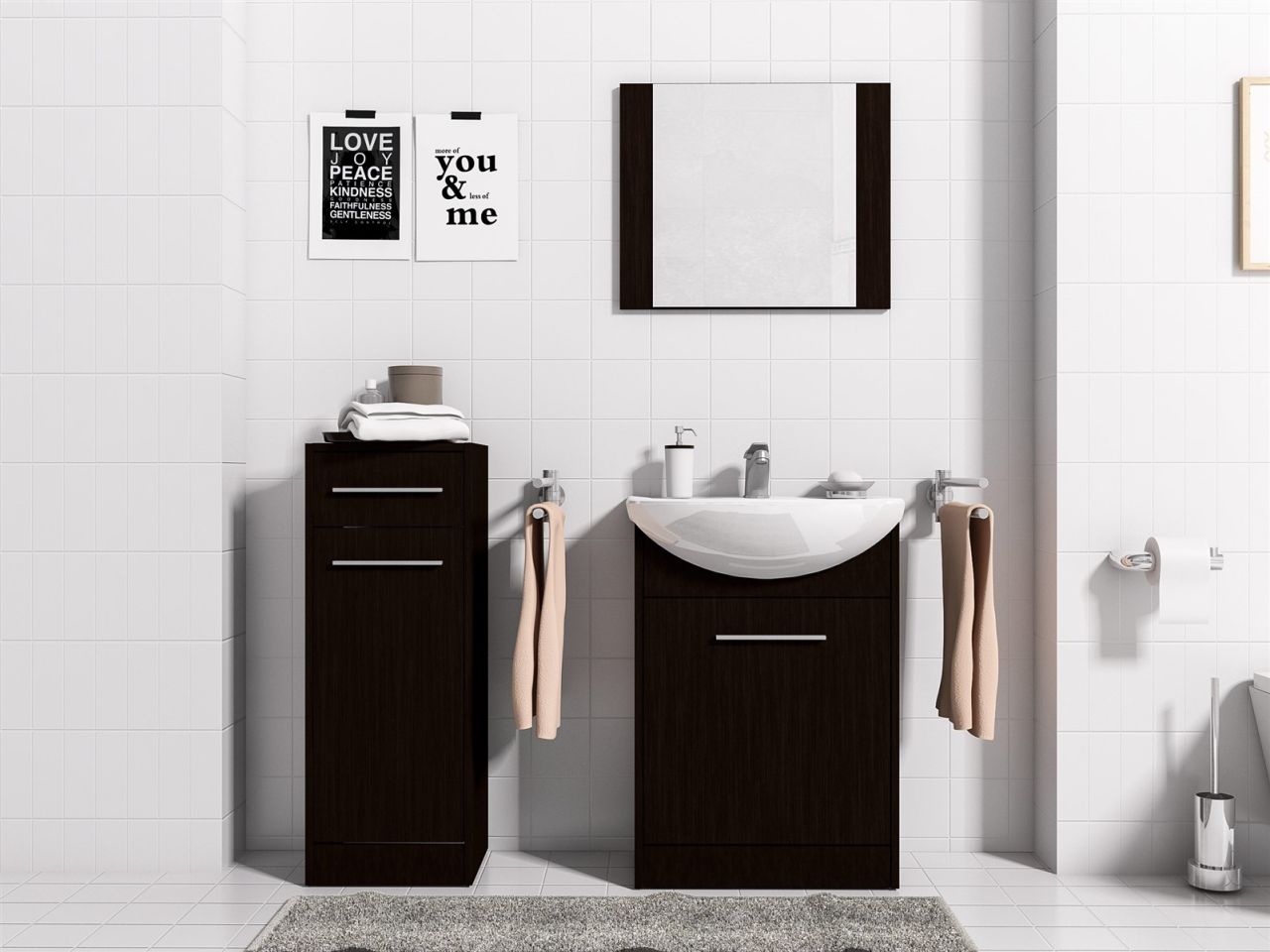 Badmöbel Set 4-Tlg Wenge matt PERM Nr.3 inkl.Waschtisch