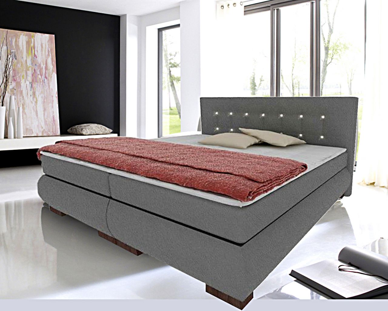 Boxspringbett Schlafzimmerbett FLORENZ 200x200 cm
