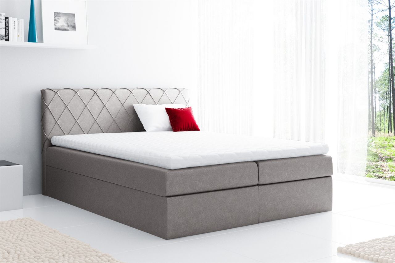 Boxspringbett Schlafzimmerbett GRETA 180x200cm Stoff Grau