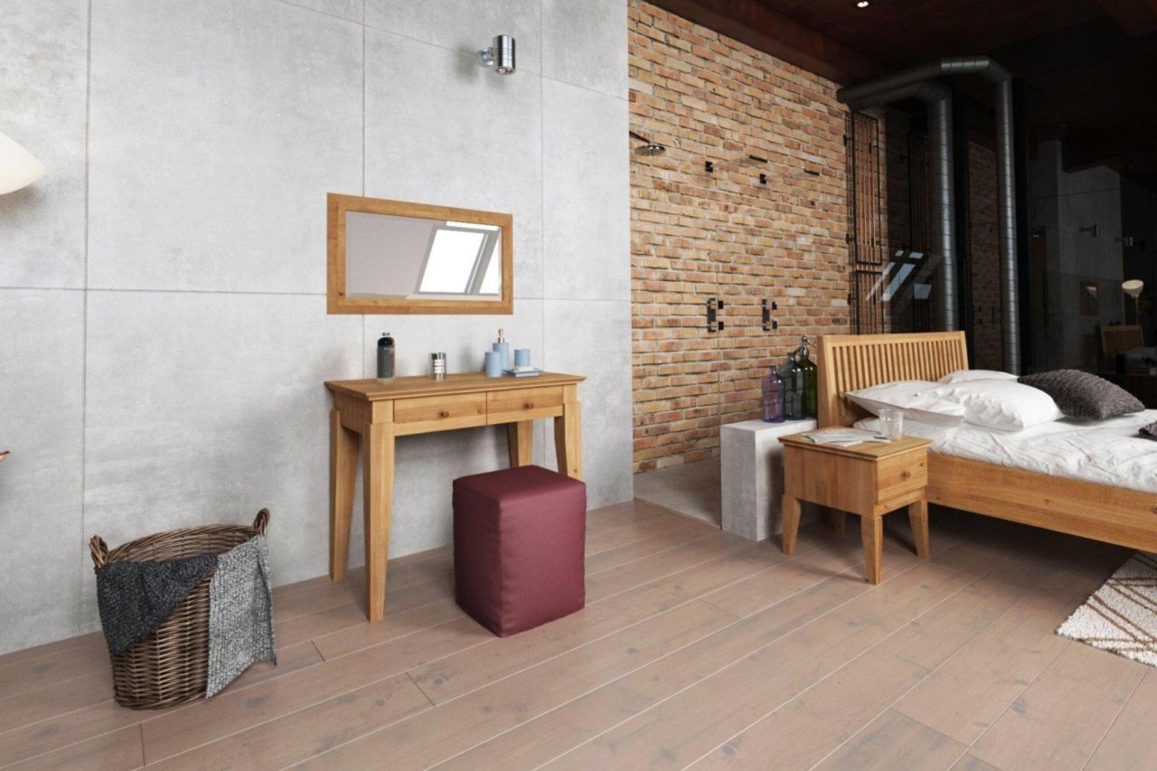 Schminktisch LENNES Eiche massiv 90x77x50 cm