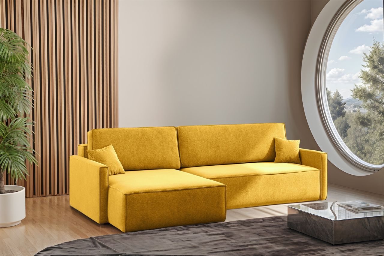 Ecksofa Schlafsofa Sofa LOUIS Stoff Salvador Honiggelb Ottomane Links