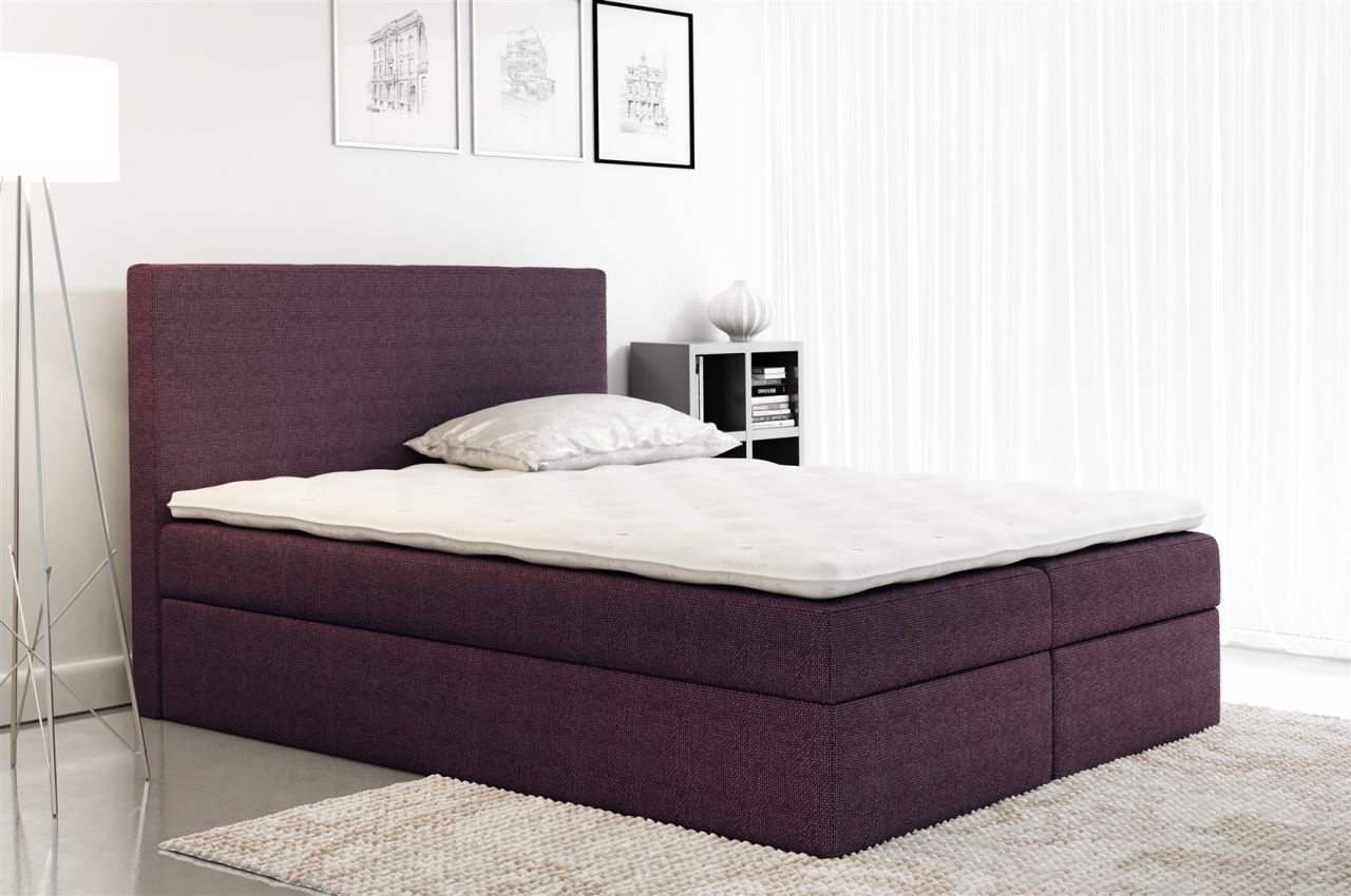 Boxspringbett Schlafzimmerbett KELIS Webstoff Violett 200x200cm