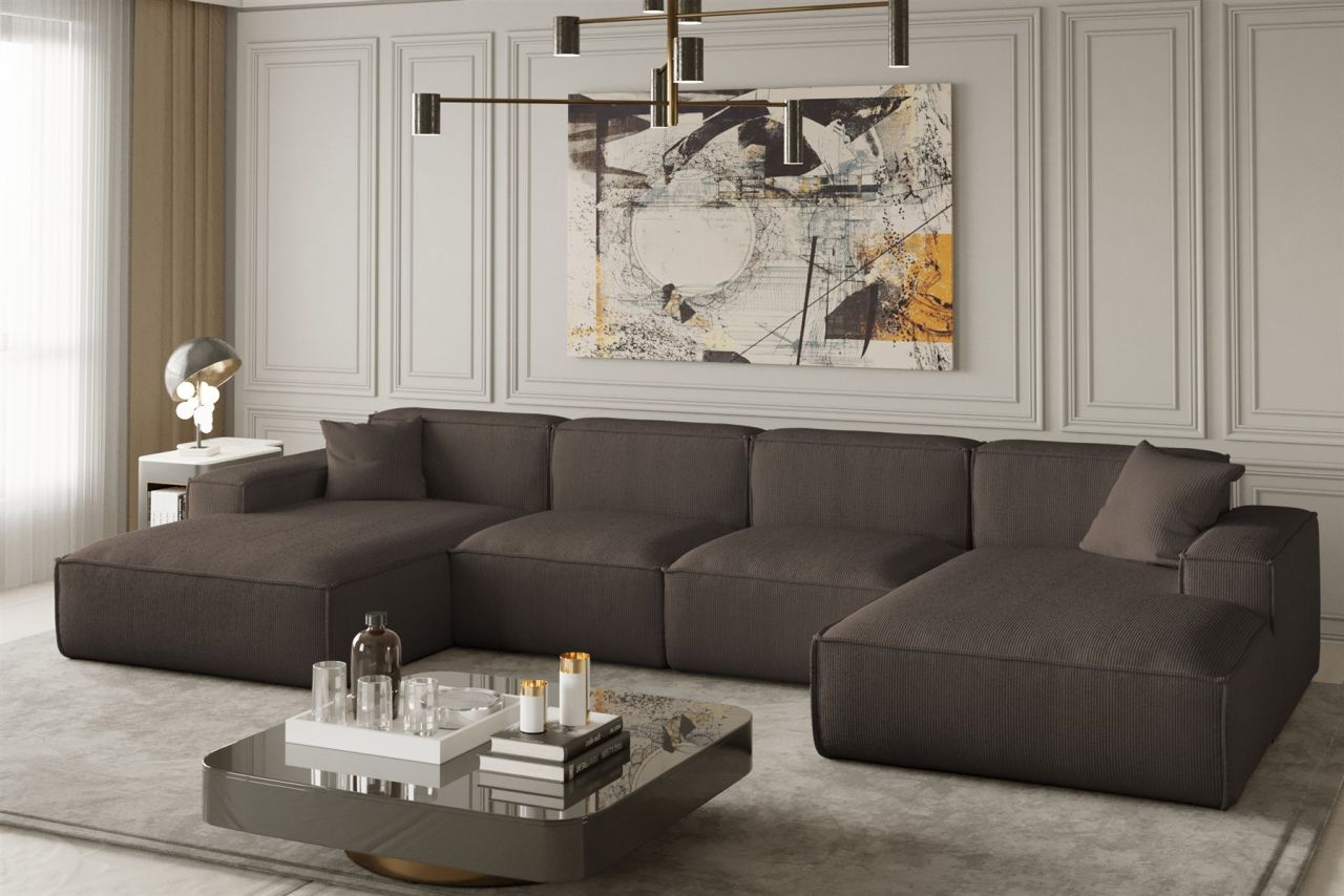 Wohnlandschaft U-Form CELES in Stoff Scala Schokoladenbraun