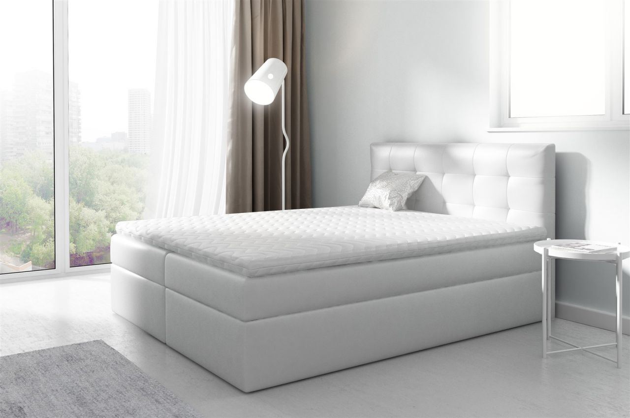 Boxspringbett Schlafzimmerbett PARLA 180x200cm Kunstleder Weiss