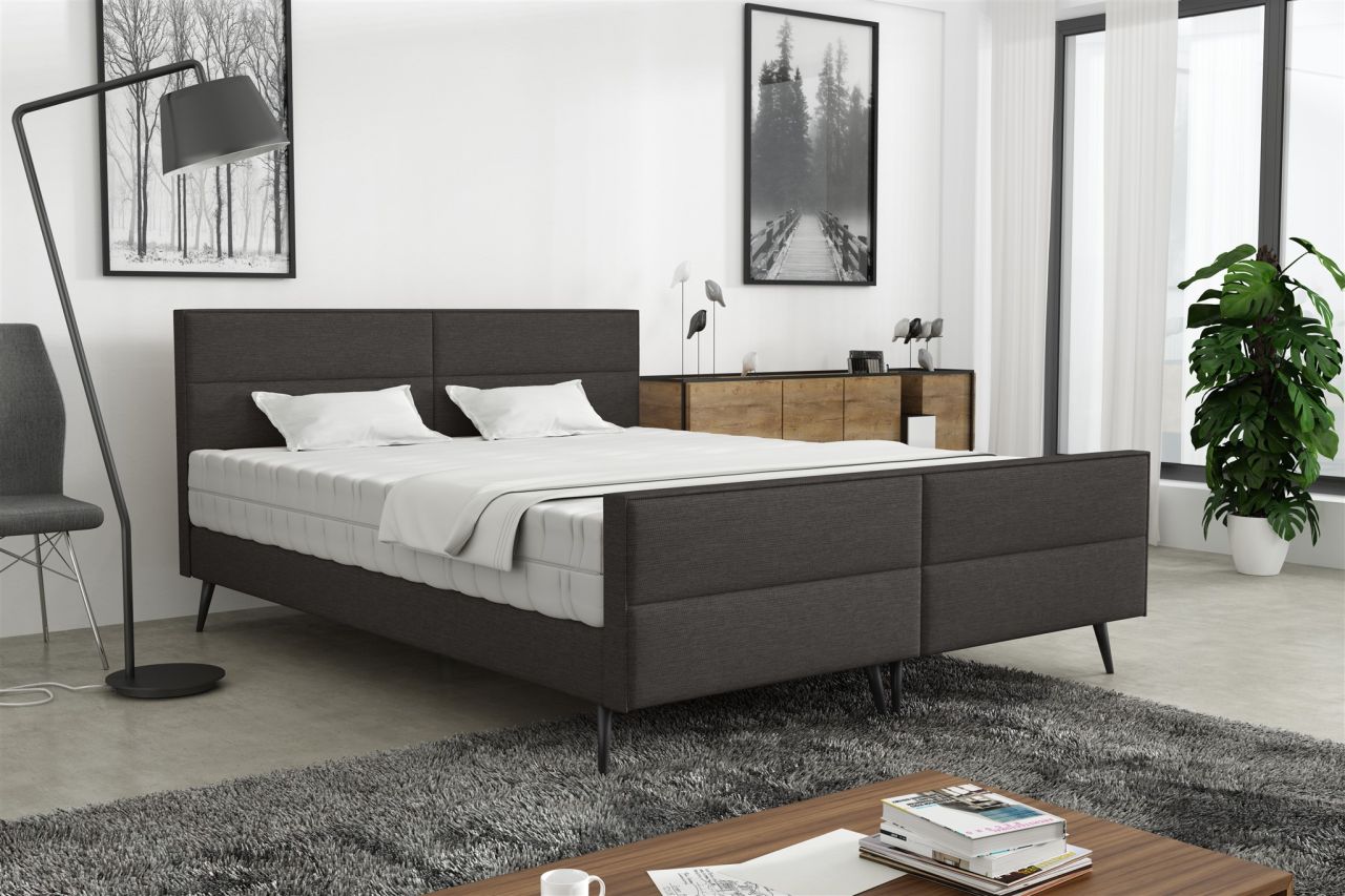 Polsterbett Doppelbett CREMONA 140x200cm Stoff Gemma Anthrazit ohne Matratze