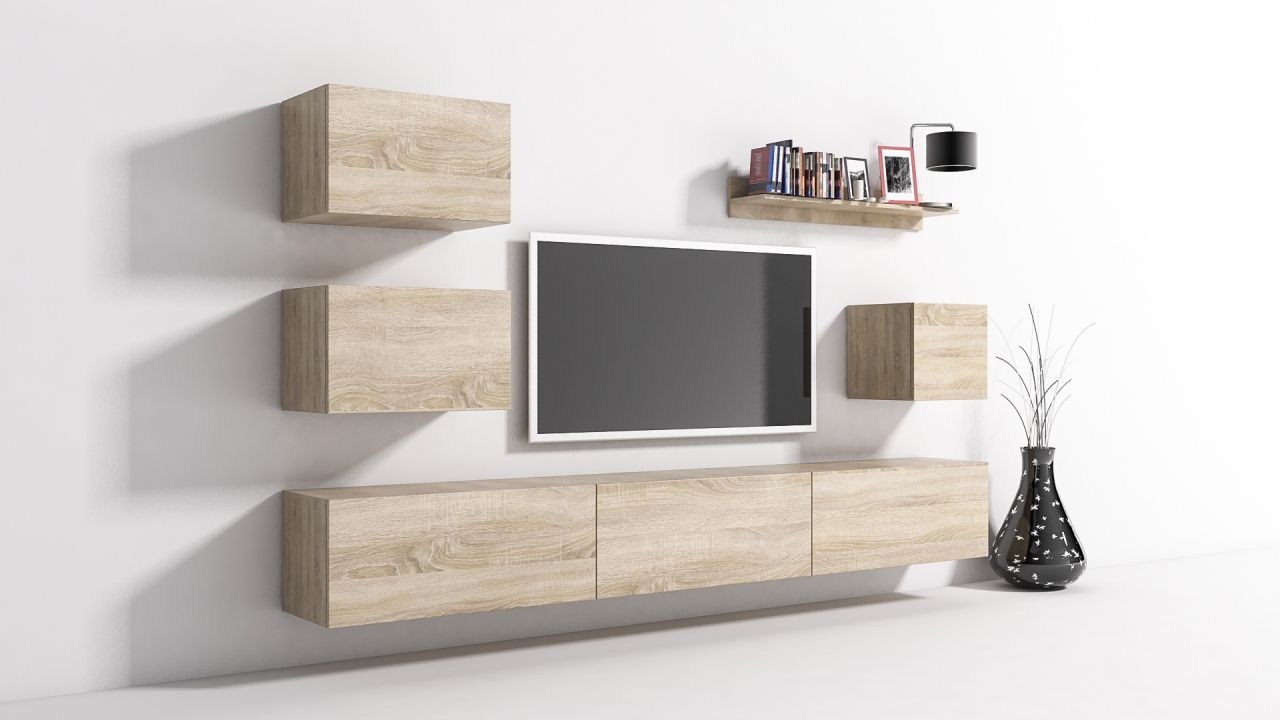 Mediawand Wohnwand 7 tlg CONVERT Nr.4 Sonoma matt
