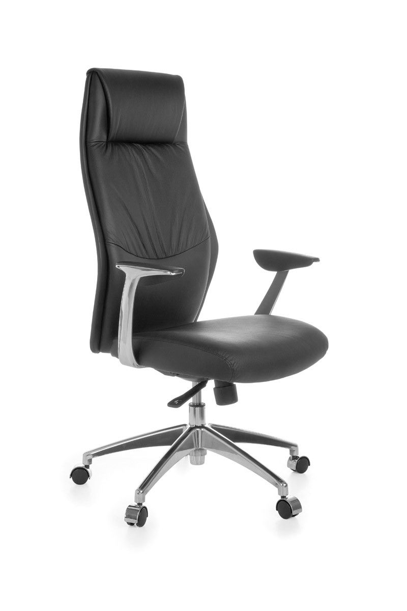 Drehstuhl Bürostuhl Chefsessel LONDON -Echtleder Schwarz