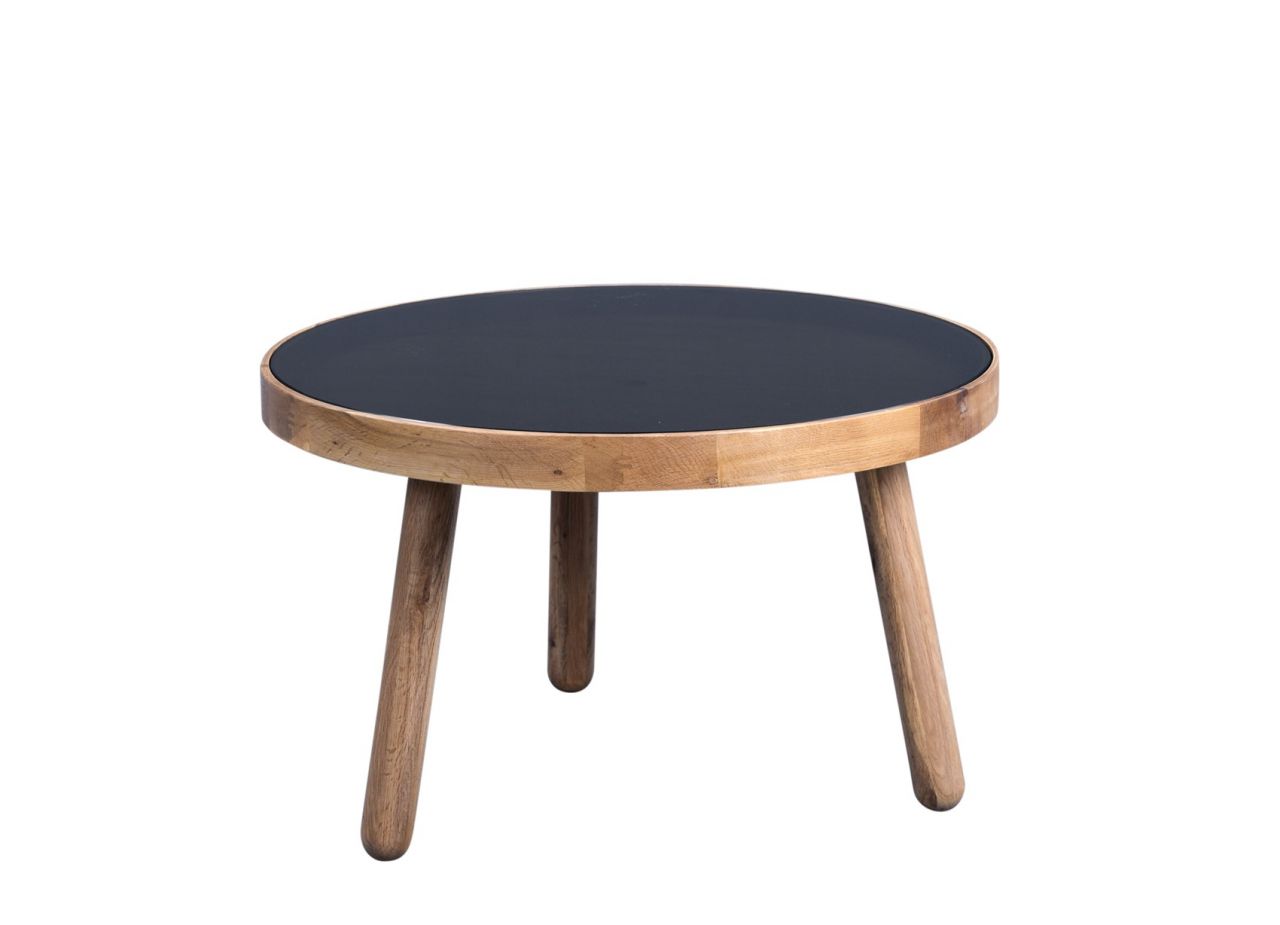 Couchtisch Beistelltisch ARON 69x69 cm Wildeiche massiv / Glas