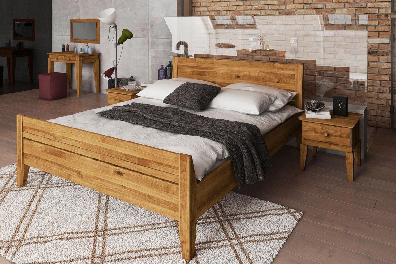 Schlafzimmerbett Bett Massivholzbett LENNES Nr.8 Eiche 200x200 cm