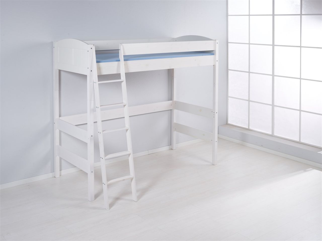 Hochbett Spielbett Bett - BENI 2 - Komforthöhe 180 cm Kiefer Weiss