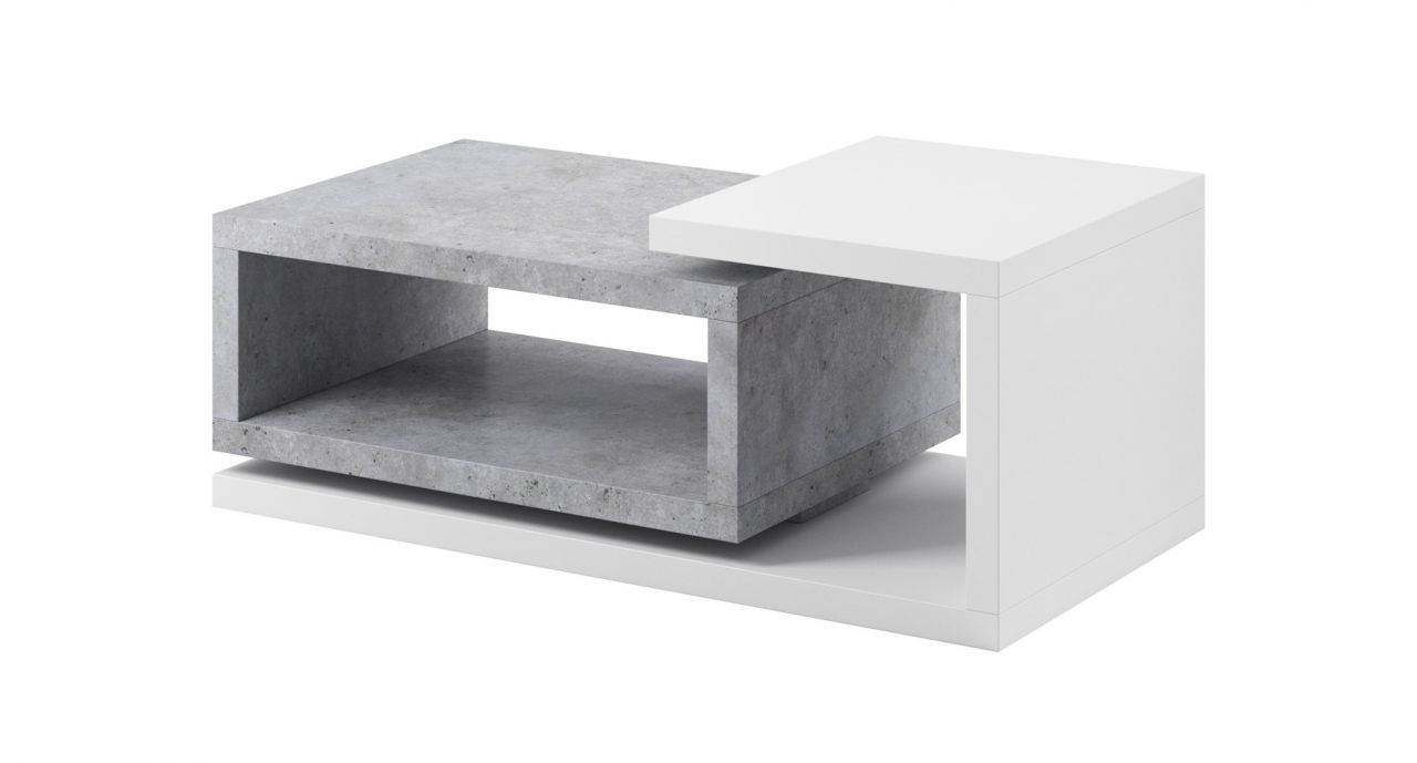 Couchtisch Wohnzimmertisch BENDY 120x60cm Weiss- Betonoptik