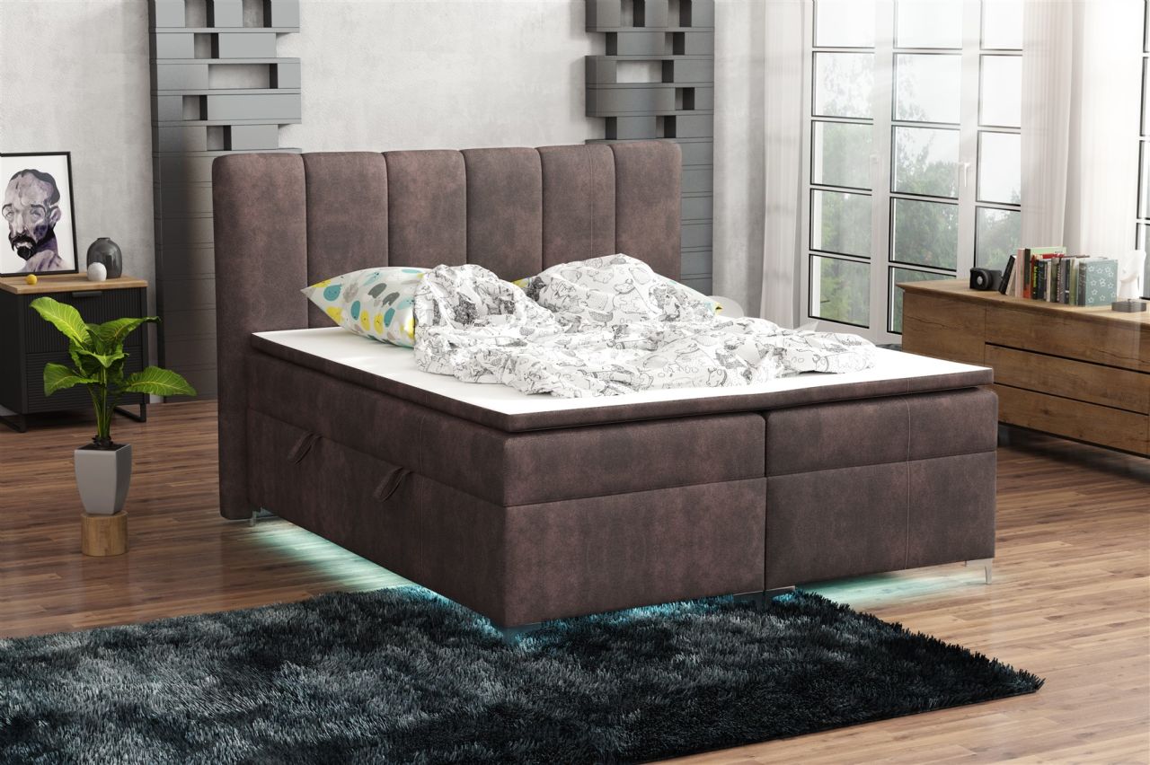 Boxspringbett Schlafzimmerbett ANGEL 140x200cm Stoff Preston inkl.Bettkasten