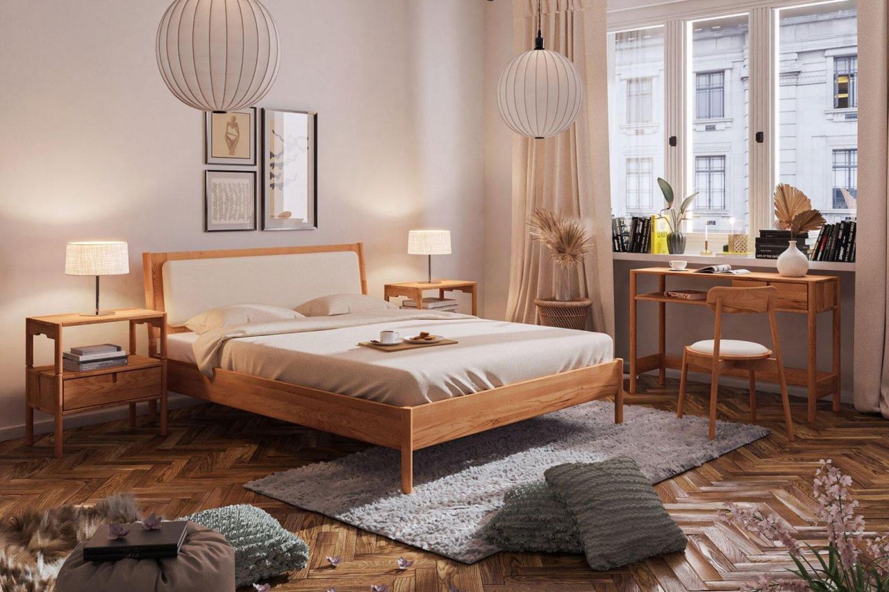 Massivholzbett Schlafzimmerbett SAGA Nr.3 Buche massiv 200x200 cm