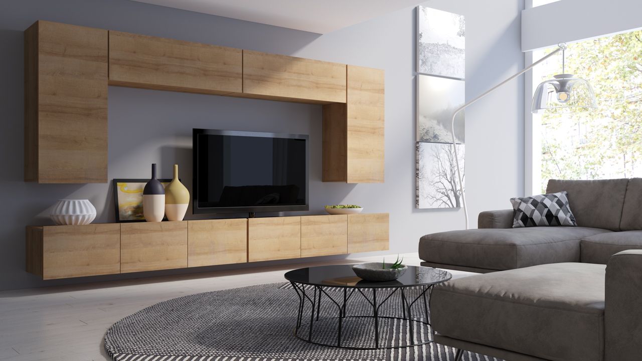 Mediawand Wohnwand 6 tlg - LABRI 16 - Sonoma Eiche matt