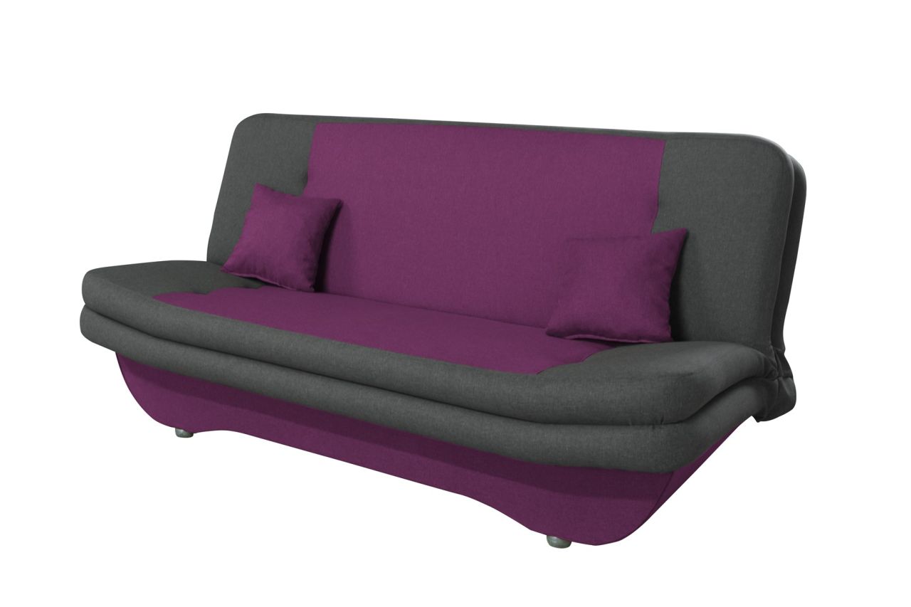 Klick-klack-Sofa Schlafsofa KANDY in Stoff Violett-Dunkelgrau