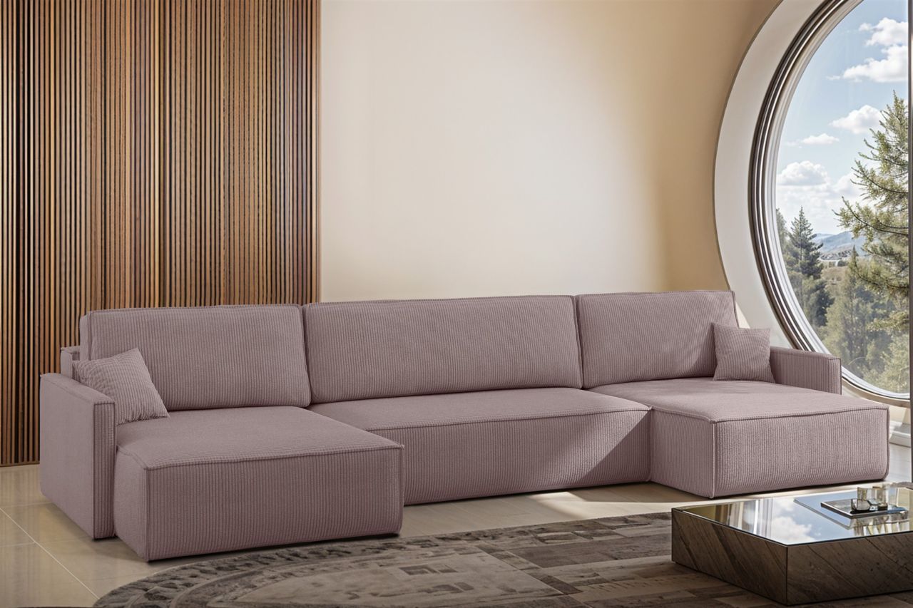 Wohnlandschaft mit Schlaffunktion Sofa LOUIS Stoff Scala Lavendel