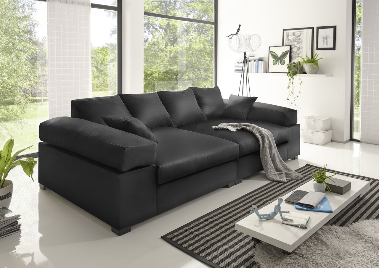 Big Sofa Couchgarnitur Megasofa Riesensofa AREZZO - Kunstleder Schwarz